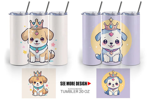 Tumbler Wrap Dog Wearing Crown Sublimation artnoy 