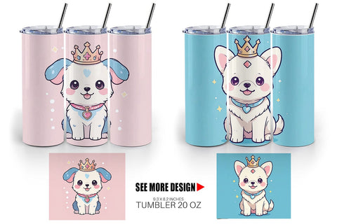 Tumbler Wrap Dog Wearing Crown Sublimation artnoy 