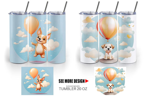 Tumbler Wrap Dog With Balloon Sublimation artnoy 