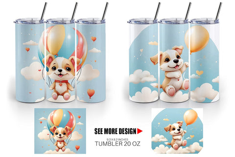 Tumbler Wrap Dog With Balloon Sublimation artnoy 