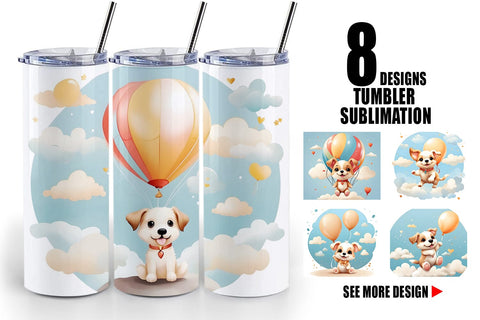 Tumbler Wrap Dog With Balloon Sublimation artnoy 