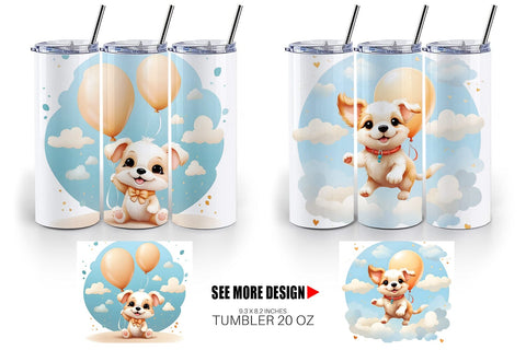 Tumbler Wrap Dog With Balloon Sublimation artnoy 
