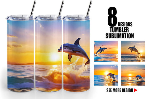 Tumbler Wrap Dolphins and Sunset Sublimation artnoy 