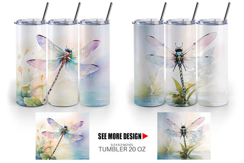 Tumbler Wrap Dragonfly Summer Sublimation artnoy 