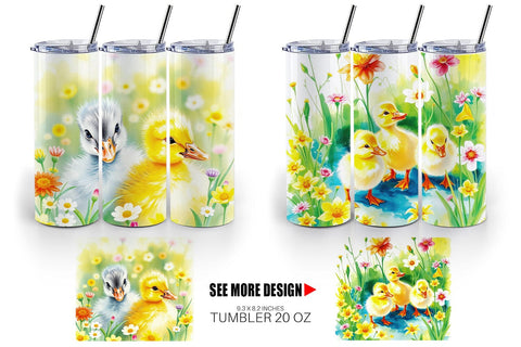 Tumbler Wrap Ducklings in Spring Sublimation artnoy 
