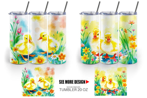 Tumbler Wrap Ducklings in Spring Sublimation artnoy 
