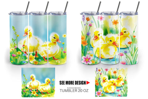 Tumbler Wrap Ducklings in Spring Sublimation artnoy 
