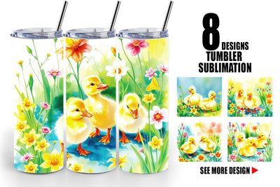 Tumbler Wrap Ducklings in Spring Sublimation artnoy 