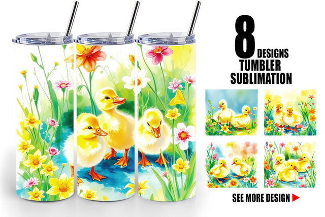 Tumbler Wrap Ducklings in Spring Sublimation artnoy 
