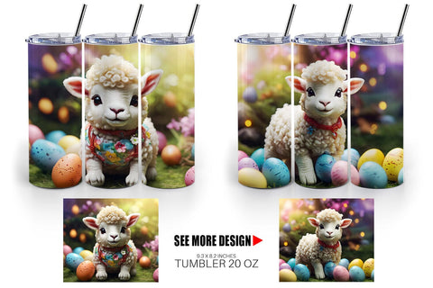 Tumbler Wrap Easter Baby Sheep Sublimation artnoy 