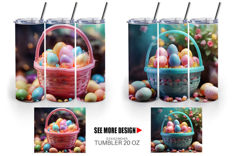 Tumbler Wrap Easter Basket with Eggs Sublimation artnoy 