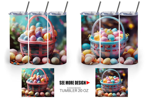 Tumbler Wrap Easter Basket with Eggs Sublimation artnoy 