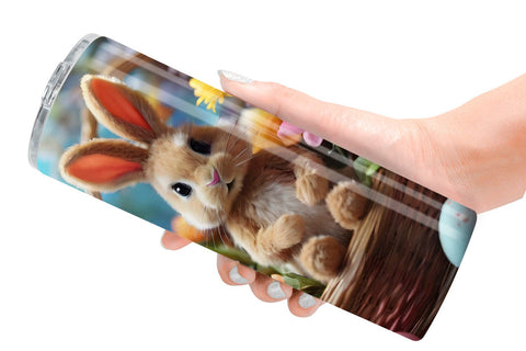 Tumbler Wrap Easter Bunny with Flowers Sublimation artnoy 