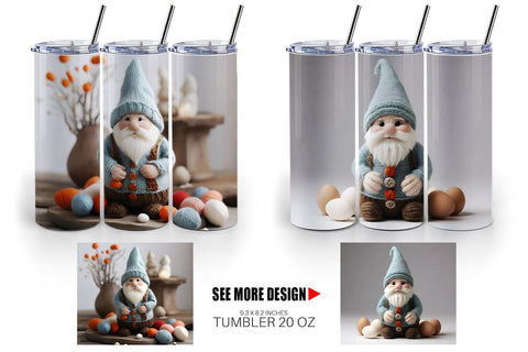Tumbler Wrap Easter Gnome Embroidery Sublimation artnoy 