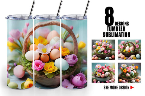 Tumbler Wrap Easter Spring Flowers Sublimation artnoy 