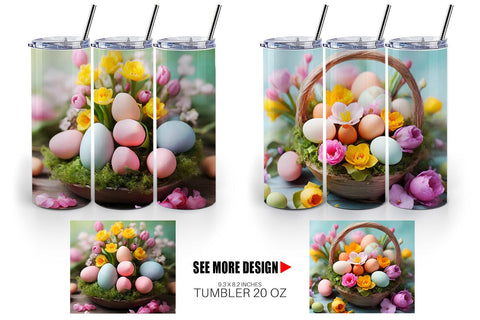 Tumbler Wrap Easter Spring Flowers Sublimation artnoy 