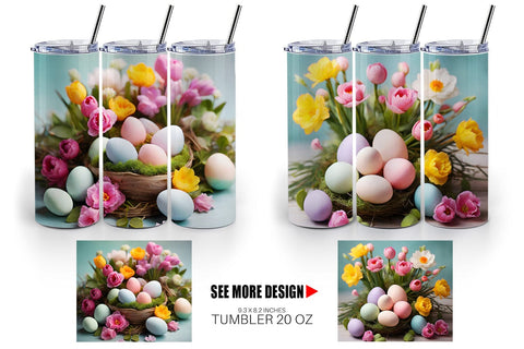 Tumbler Wrap Easter Spring Flowers Sublimation artnoy 
