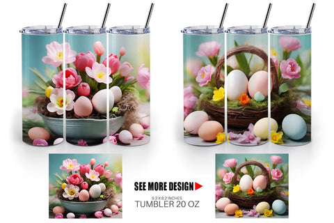 Tumbler Wrap Easter Spring Flowers Sublimation artnoy 