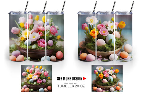 Tumbler Wrap Easter Spring Flowers Sublimation artnoy 