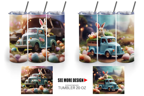 Tumbler Wrap Easter Truck With Bunny Sublimation artnoy 
