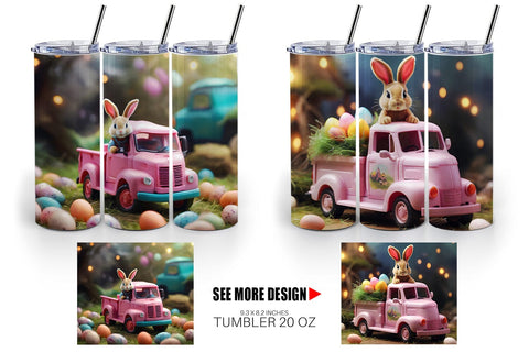 Tumbler Wrap Easter Truck With Bunny Sublimation artnoy 