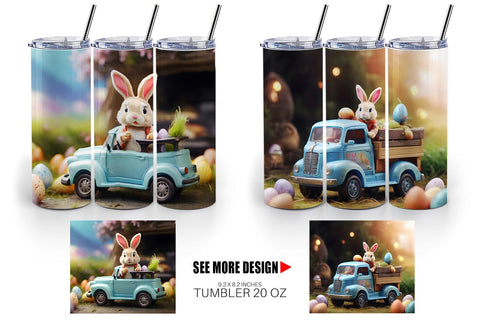 Tumbler Wrap Easter Truck With Bunny Sublimation artnoy 