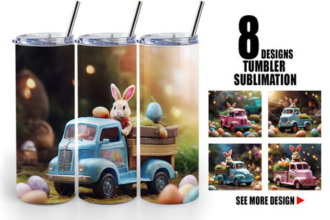 Tumbler Wrap Easter Truck With Bunny Sublimation artnoy 