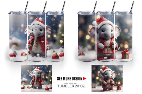 Tumbler Wrap Elephant Christmas Sublimation artnoy 