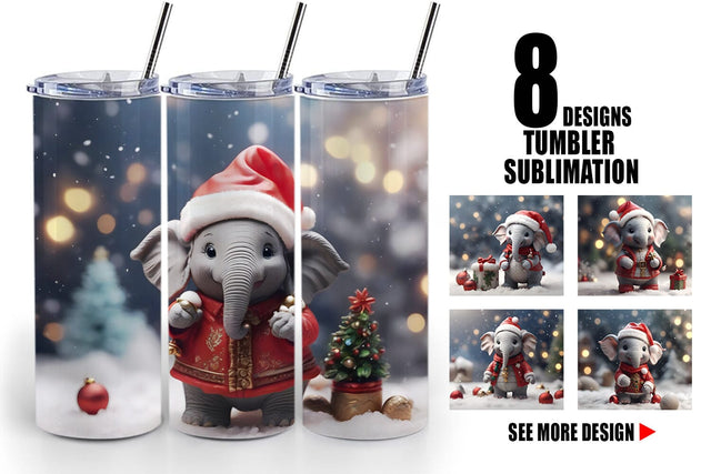 Tumbler Wrap Elephant Christmas Sublimation artnoy 