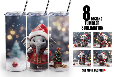 Tumbler Wrap Elephant Christmas Sublimation artnoy 
