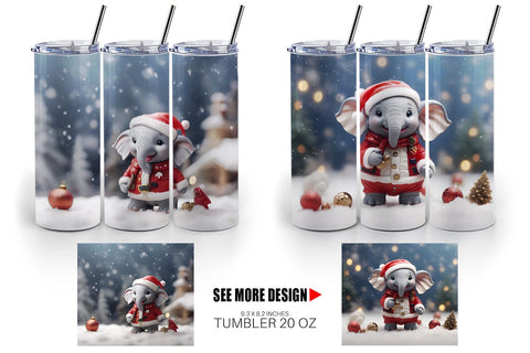 Tumbler Wrap Elephant Christmas Sublimation artnoy 
