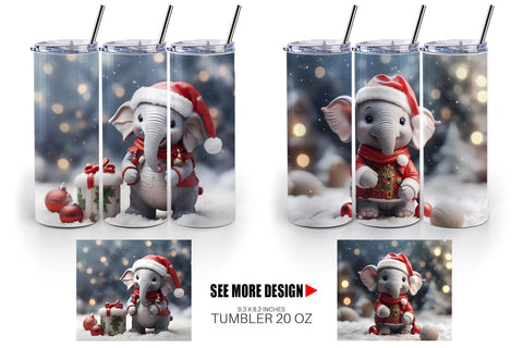 Tumbler Wrap Elephant Christmas Sublimation artnoy 
