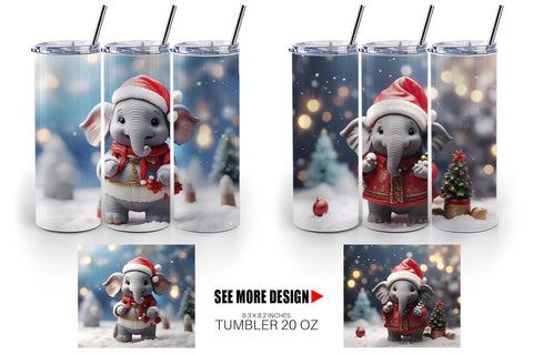 Tumbler Wrap Elephant Christmas Sublimation artnoy 