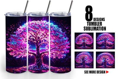 Tumbler Wrap Fantastic Pink Tree Life Sublimation artnoy 