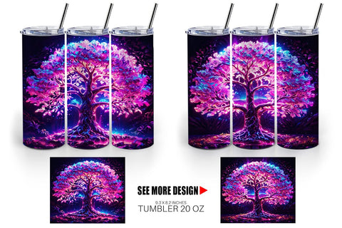 Tumbler Wrap Fantastic Pink Tree Life Sublimation artnoy 