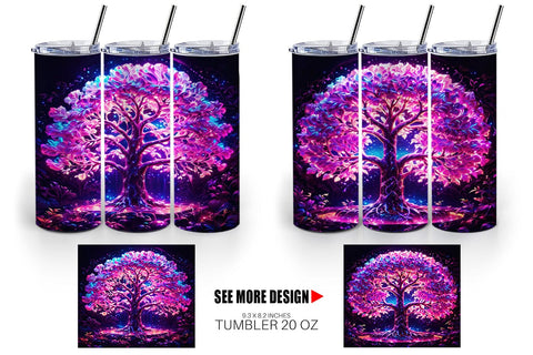Tumbler Wrap Fantastic Pink Tree Life Sublimation artnoy 