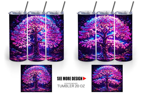 Tumbler Wrap Fantastic Pink Tree Life Sublimation artnoy 