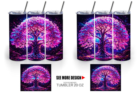 Tumbler Wrap Fantastic Pink Tree Life Sublimation artnoy 