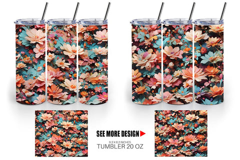 Tumbler Wrap Fantasy Flower Background Sublimation artnoy 
