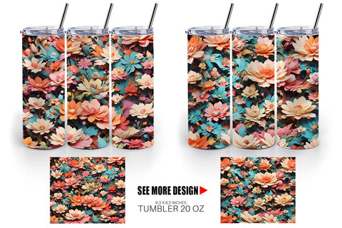 Tumbler Wrap Fantasy Flower Background Sublimation artnoy 