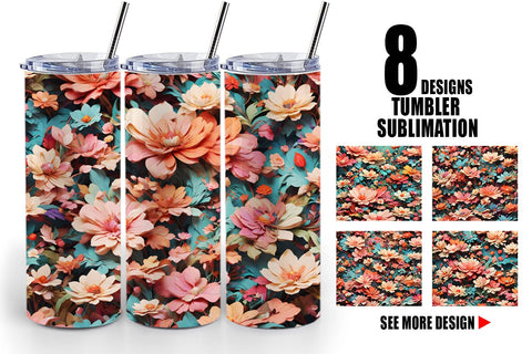 Tumbler Wrap Fantasy Flower Background Sublimation artnoy 