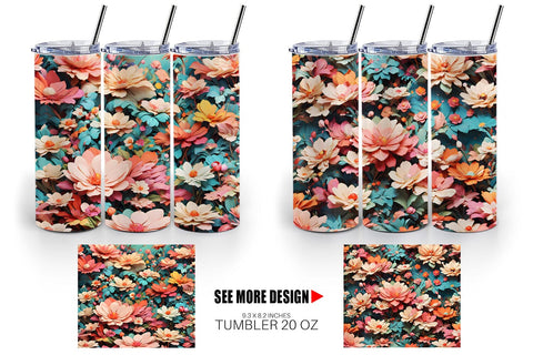 Tumbler Wrap Fantasy Flower Background Sublimation artnoy 