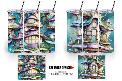 Tumbler Wrap Fantasy House Pattern Sublimation artnoy 