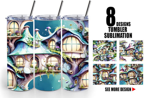 Tumbler Wrap Fantasy House Pattern Sublimation artnoy 