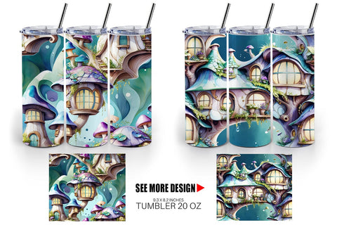 Tumbler Wrap Fantasy House Pattern Sublimation artnoy 