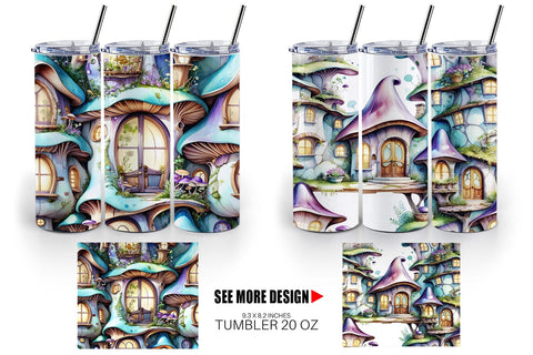 Tumbler Wrap Fantasy House Pattern Sublimation artnoy 