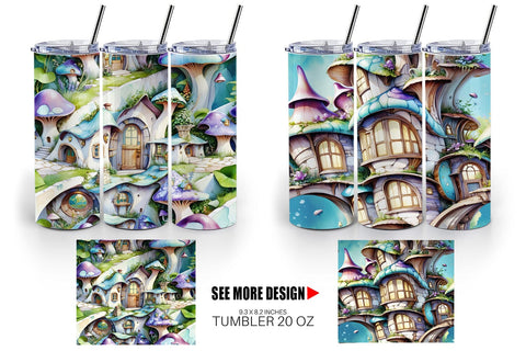 Tumbler Wrap Fantasy House Pattern Sublimation artnoy 