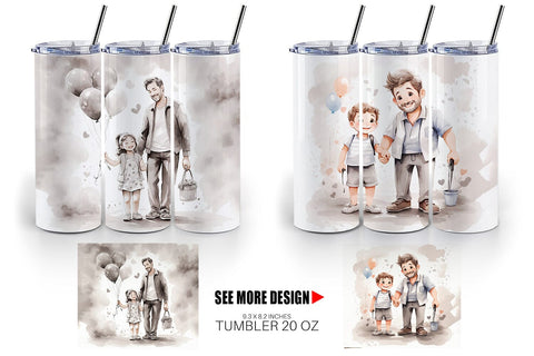 Tumbler Wrap Father's Day Watercolor Sublimation artnoy 