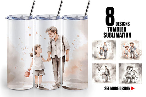 Tumbler Wrap Father's Day Watercolor Sublimation artnoy 