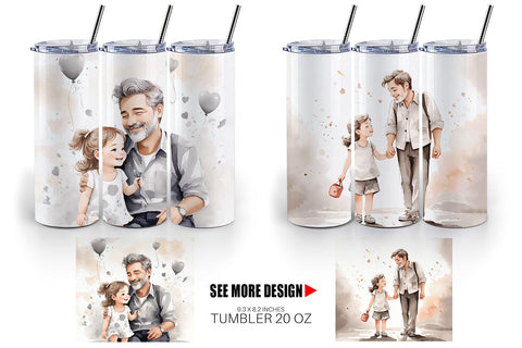 Tumbler Wrap Father's Day Watercolor Sublimation artnoy 